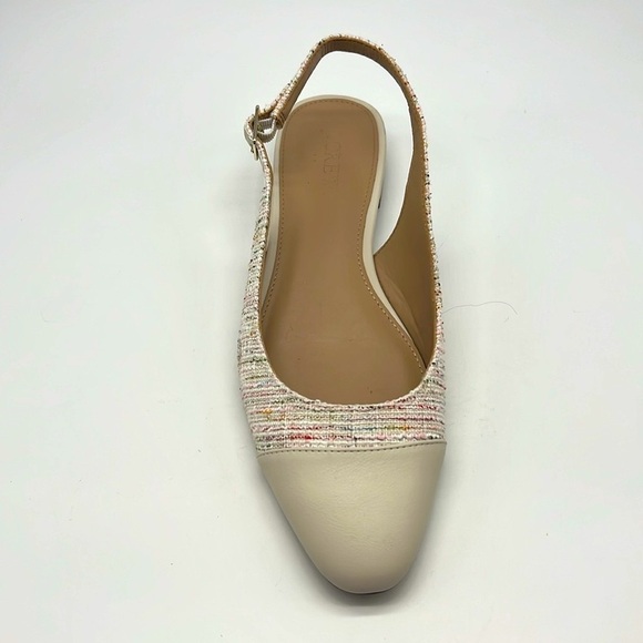 J Crew - Rainbow Tweed Adjustable Slingback With Round Cap Toes Heels Size 8 - Picture 3 of 15